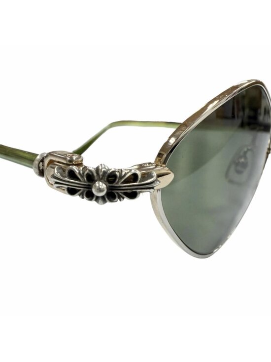 Chrome Hearts Diamond Dog 925 Floral Cross Sunglasses Gold Clear Green 50 main image 12